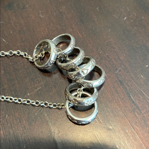 Sterling Silver 7 Rings of Luck Necklace - Picture 3 of 6